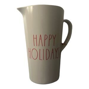 Rae Dunn Happy Holidays Pitcher‎ Christmas Holiday Decor Tall White